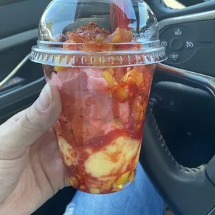 Poor excuse for a mangonada (mango/watermelon scoops)