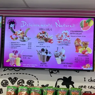 the menu for the restaurant