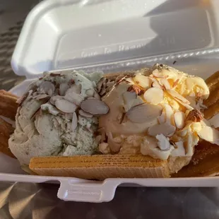 Churro Sundae - pistachio and passion fruit