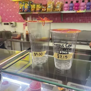 Size of one type of drink