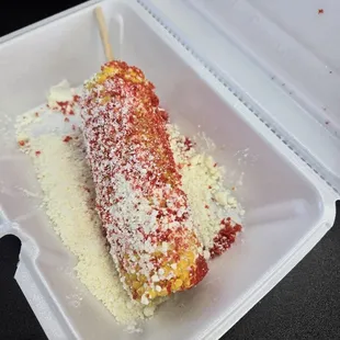 Elote with hit cheeto topping
