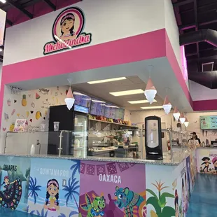 Colorful pictures of the ice cream counters