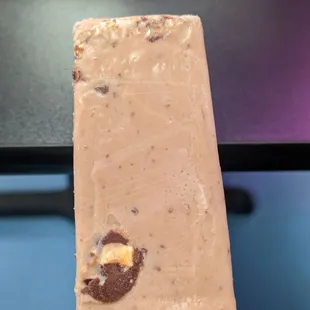 an ice cream bar with chocolate chips