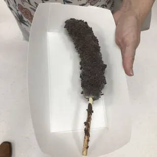 The superb frozen banana covered in chocolate and dipped in chocolate sprinkles. Glorious.