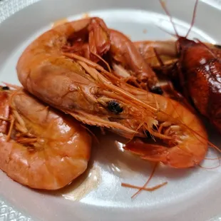 a plate of shrimp and sausage