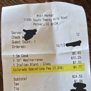 3% Colorado Operation Fee that is Taxable?