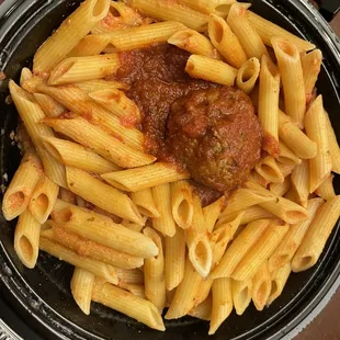 The Rosa pasta was lacking sauce. The most sauce came from the addition of a $4.49 meatball.