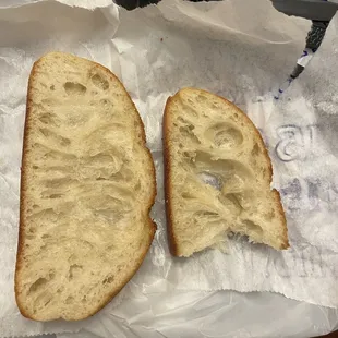 They call this "garlic bread." Apparently, the garlic flavor comes from an infused oil. I couldn't taste it.
