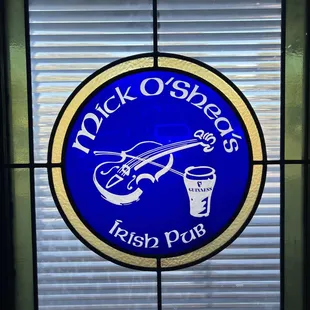 Amazing stained glass signage at Mick O&apos;Shea&apos;s