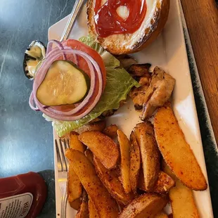 BA Chicken Sandwich with fries. Originally comes with chips delicious.
