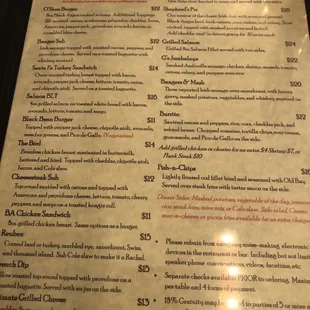 Menu page