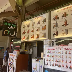 menus on the wall of the restaurant