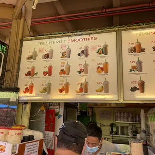 the menu of the restaurant