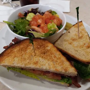 BLT on wheat with side salad