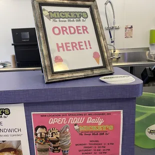 a picture of a sign on a counter