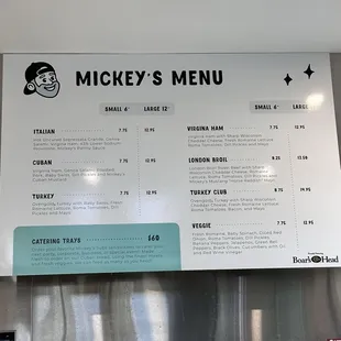The menu