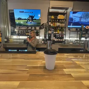 a woman at the bar