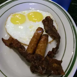 Country combo, the bacon was murdered on the grill.