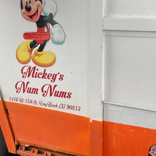 mickey mouse on the side of a truck