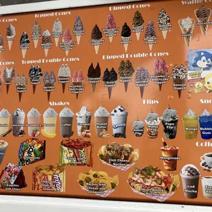 all the different flavors of ice cream