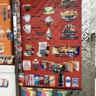 the menu for the restaurant