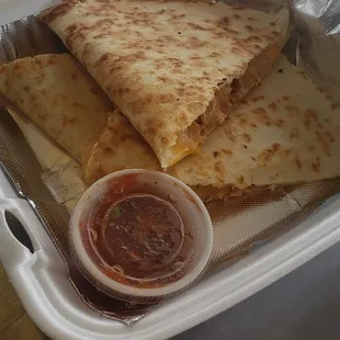 a tray of quesadillas