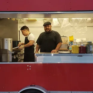 Mickey and his son Joseph hard at work.