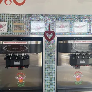 two frozen yogurt machines