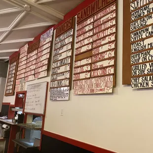 menus on the wall
