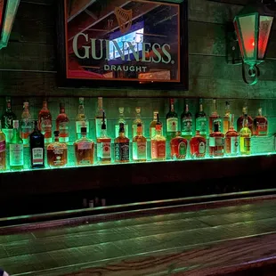 a row of liquor bottles