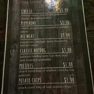 Limited menu until they fully open