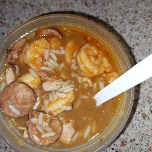 Gumbo!! The real deal! The Fish Basket didn&apos;t make it down I-20!! Awesome!!
