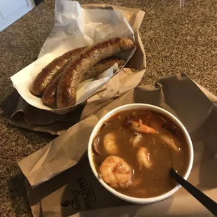 Pint Gumbo and 3 Links Boudin