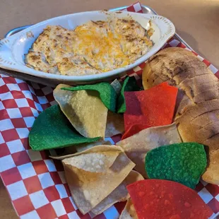 Crab dip with FUN CHIPS. Look how fun they are