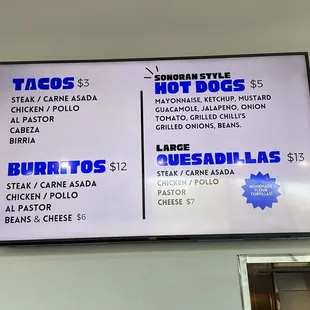 the menu