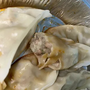 "Pan-fried vegetable dumplings" Not vegetarian, not pan-fried, soggy, GROSS