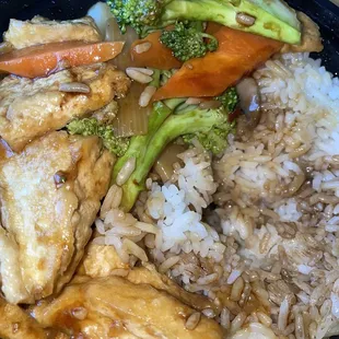 Tofu and vegetable lunch dish, really good