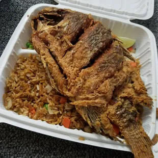 The fried tilapia with fried rice! Very filling