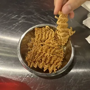 Free snack (dried ramen)