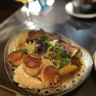 Queen Scallops and Chilean Slow Roasted Porkbelly