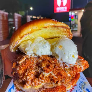 Ice Cream Chicken Sandwich (IG: @featuredbites )