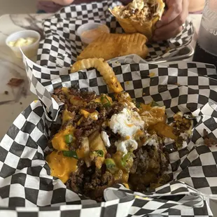 Loaded Fries and chicken n cheese hoagie