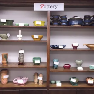 Pottery by Weller, Haeger, McCoy, Roseville, and Rookwood.