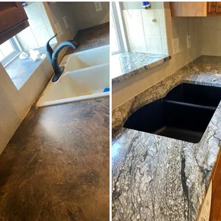 Before &amp; After counter and black sink