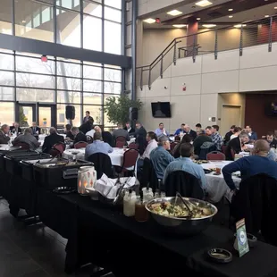 Mid American Grille catered Grdas luncheon we had steak, chicken, salad,loaded mash potatoes, &amp;green beans baked fudge&amp; rum bread pudding.