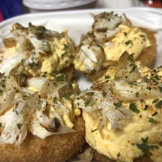 Crab Fried Deviled Eggs