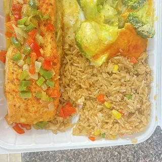 Stuffed Salmon with 2 SIDES