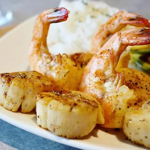 shrimp and scallops on a plate