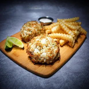 crab cakes and french fries