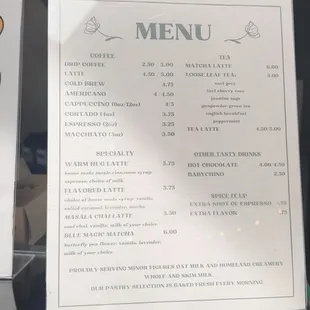 menu